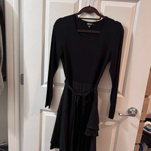DKNY- Black Dress with Silk Ruffle Tiers, Size Small